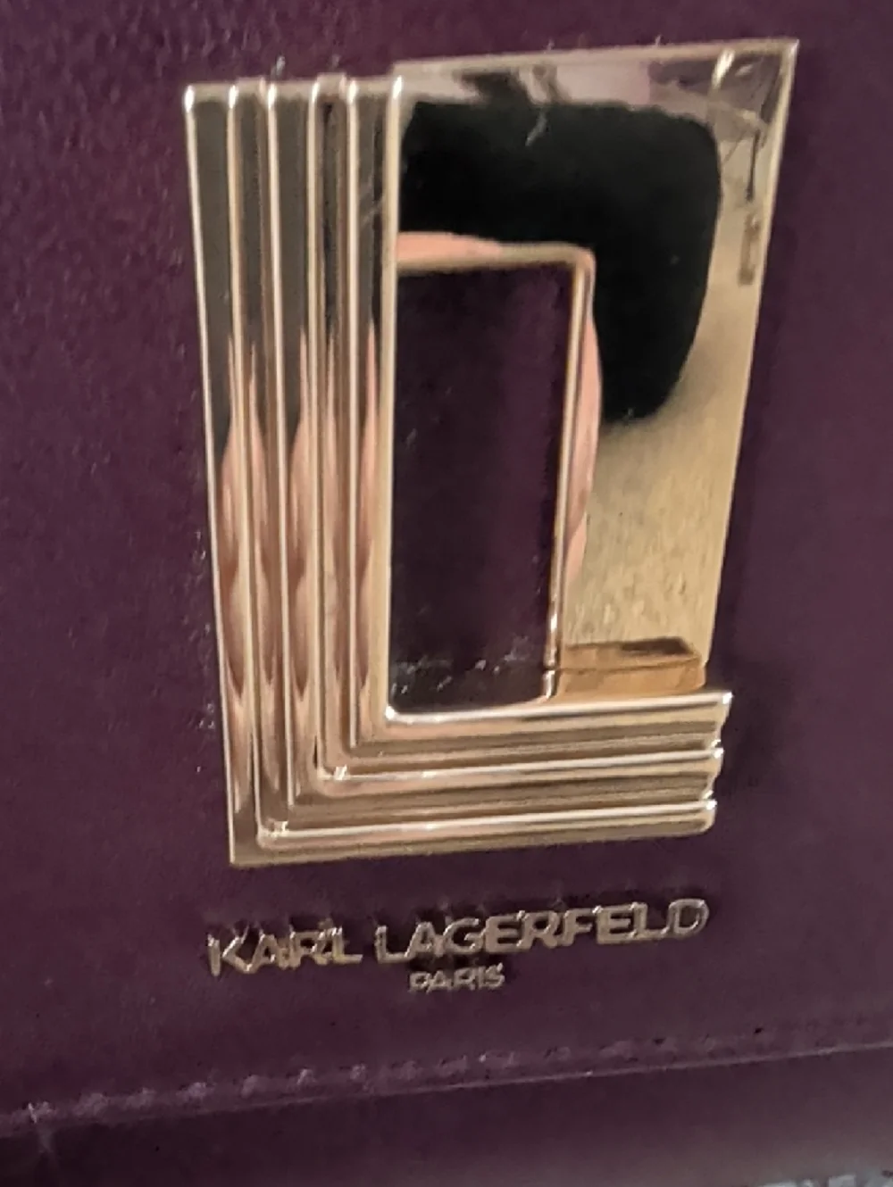 Karl Lagerfeld Plum Crossbody Shoulder Bag with Gold Hardware - Picture 2 of 6